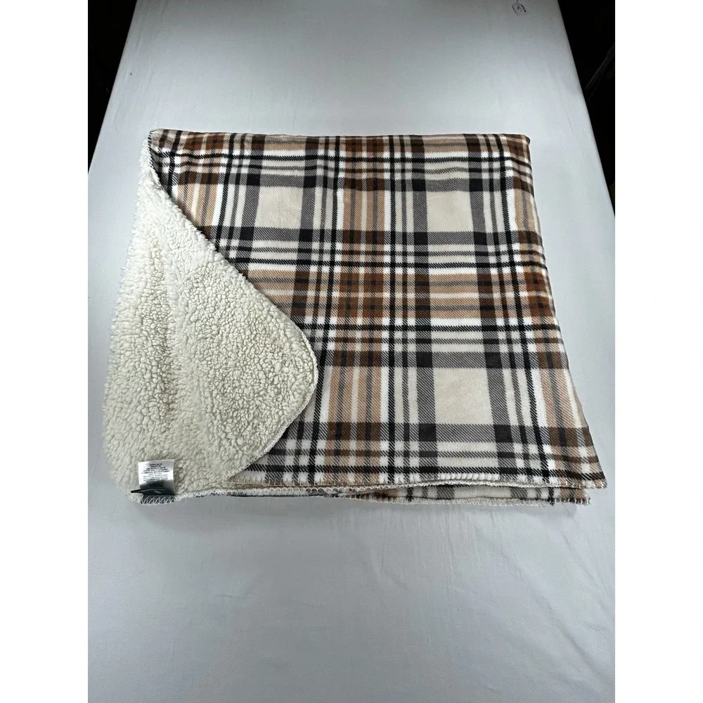 Montauk Autumn Plaid Polyester Flannel Blanket 48
